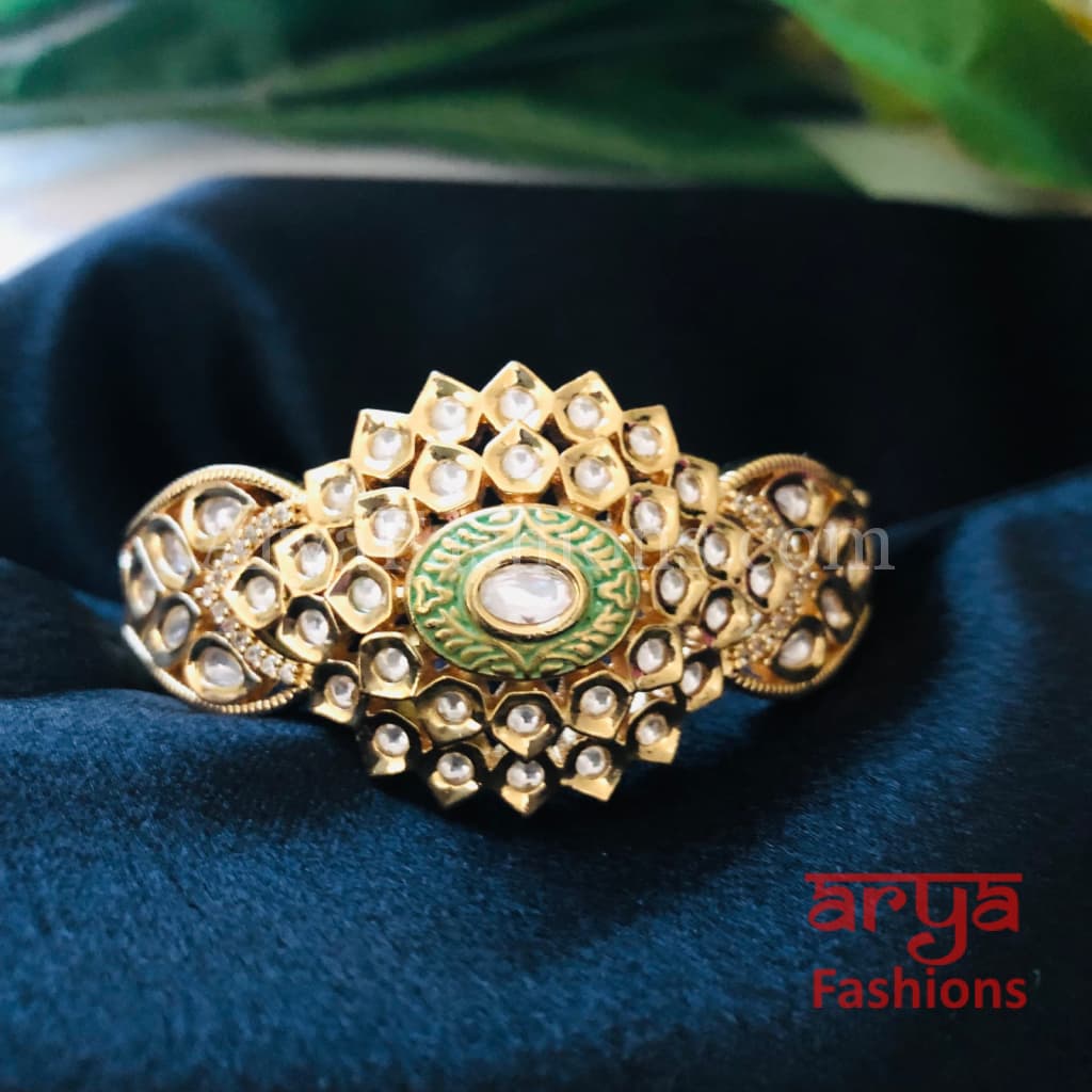 Meera Meenakari Bracelet/ Pacchi Kundan Rajwadi Openable Bracelet