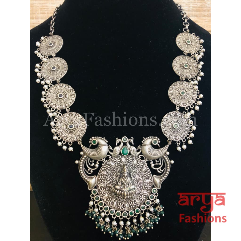 Mehi Oxidized Silver Temple Jewelry with Multicolor Kemp Stones