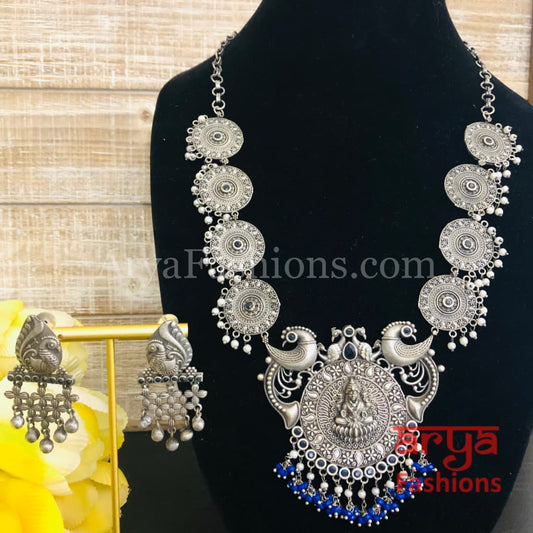 Mehi Oxidized Silver Temple Jewelry with Multicolor Kemp Stones