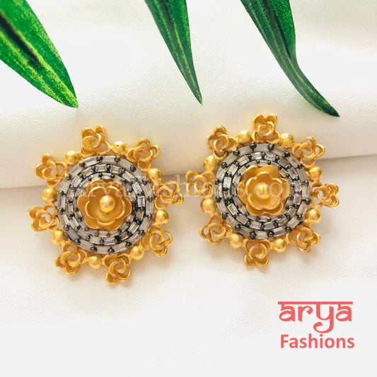 Mirraw Fusion Studs with CZ Crystals/Trendy Party Earrings