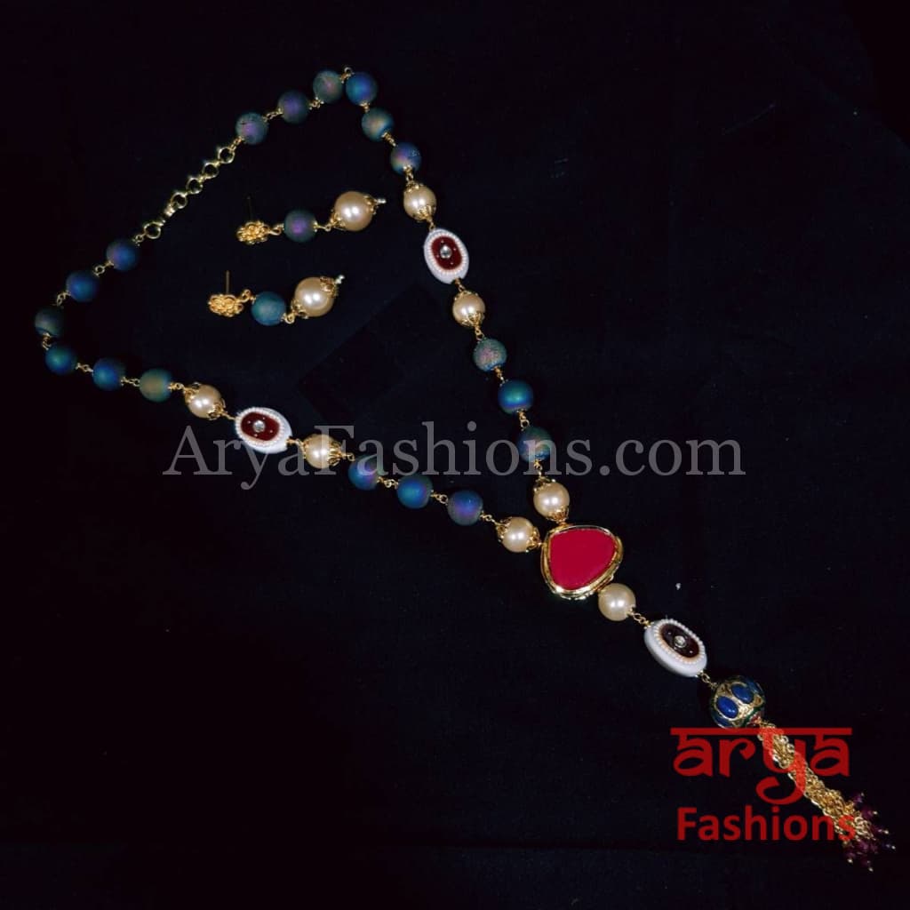 Multicolor Beads Necklace with Earrings