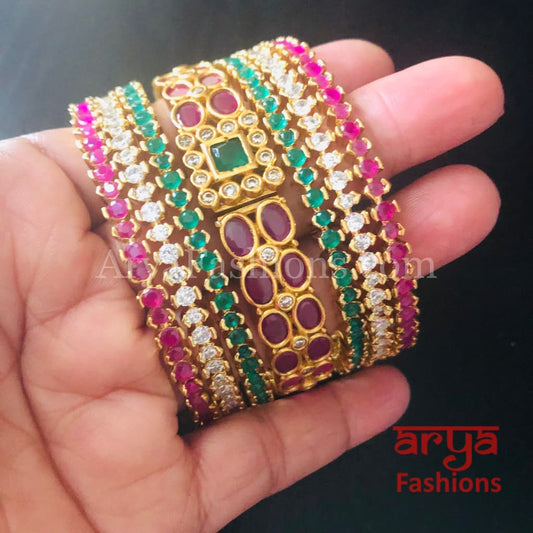 Multicolor Stone Bridal Bangles Set
