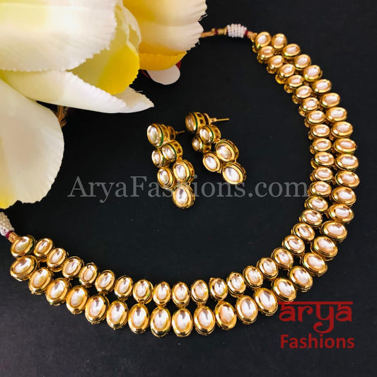 Muneeba Two line Kundan Necklace with