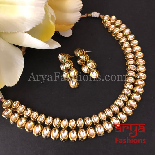 Muneeba Two line Kundan Necklace with