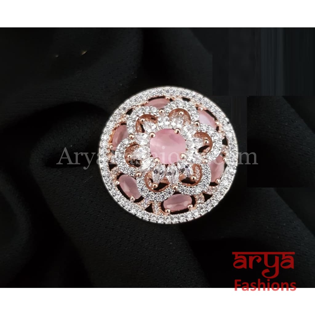 Naavi Cubic Zirconia Statement Silver Cocktail Ring