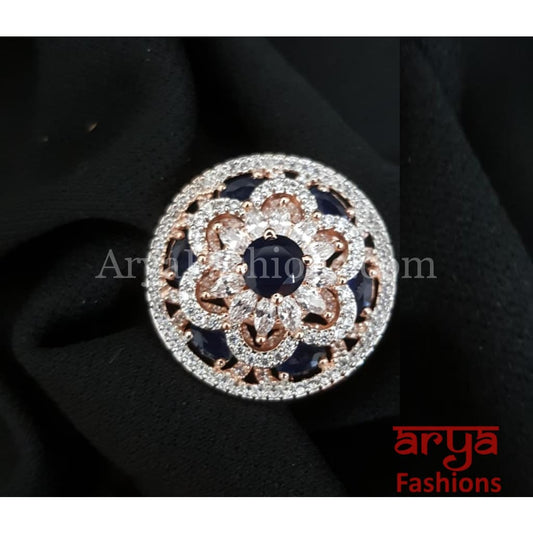 Naavi Cubic Zirconia Statement Silver Cocktail Ring