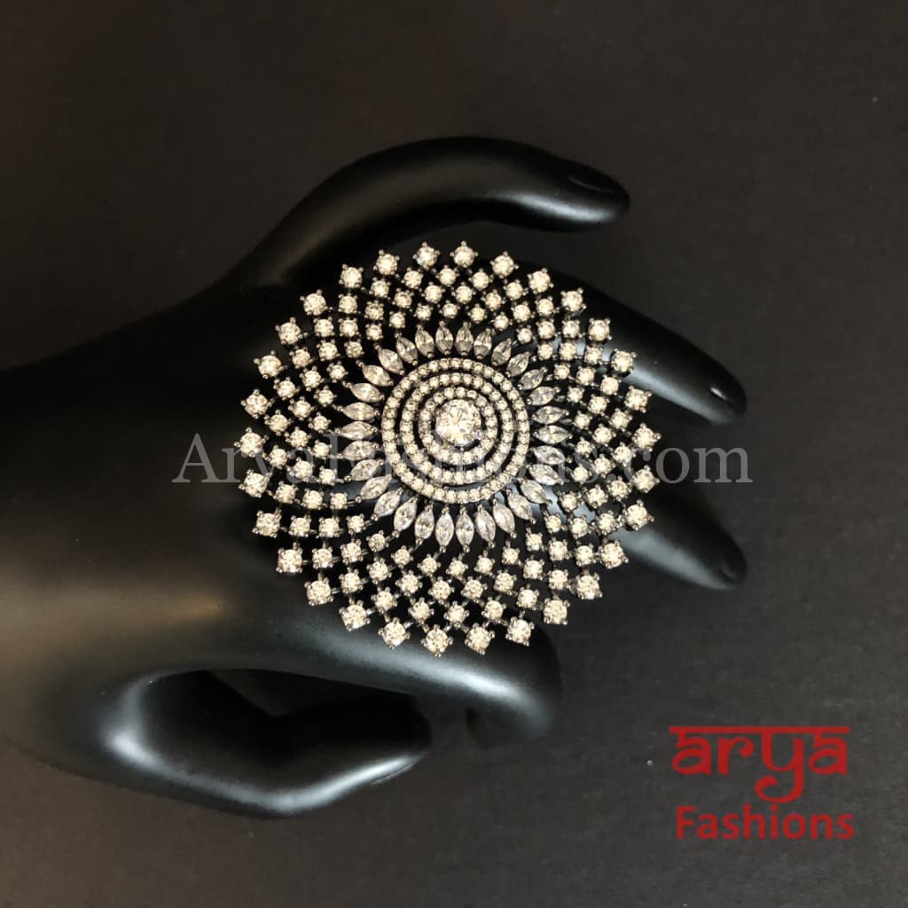 Nimisha Avira Cubic Zirconia Victorian Flower Ring