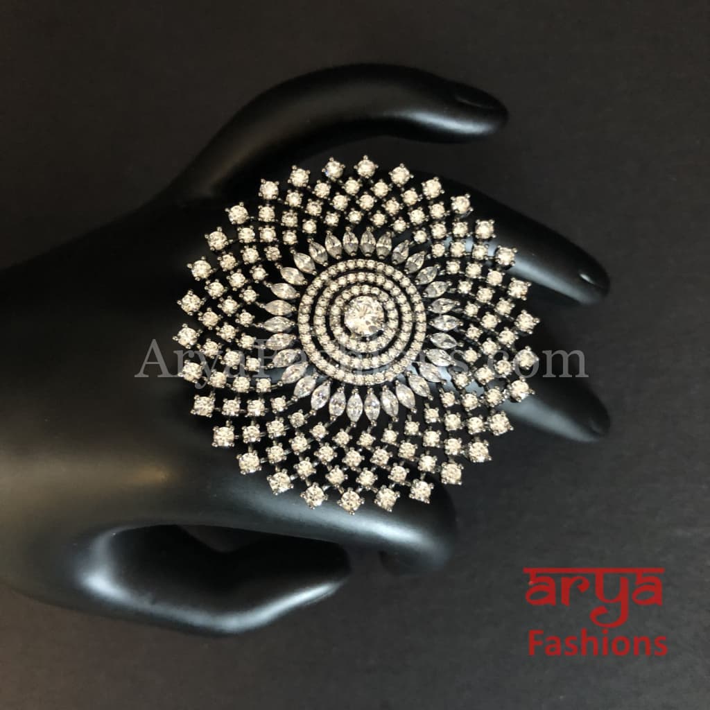 Nimisha Avira Cubic Zirconia Victorian Flower Ring