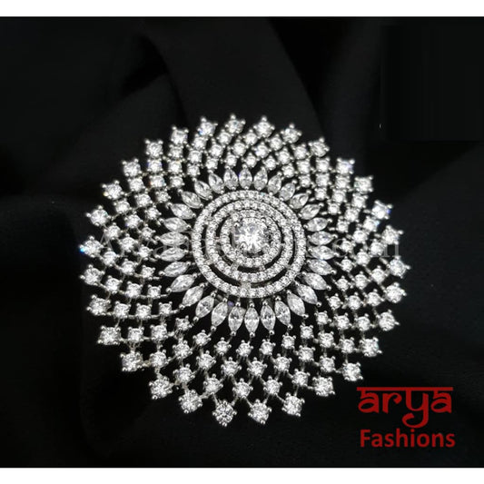 Nimisha Avira Cubic Zirconia Victorian Flower Ring