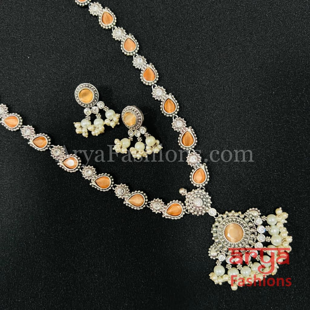 Noor Oxidized Silver Designer Necklace