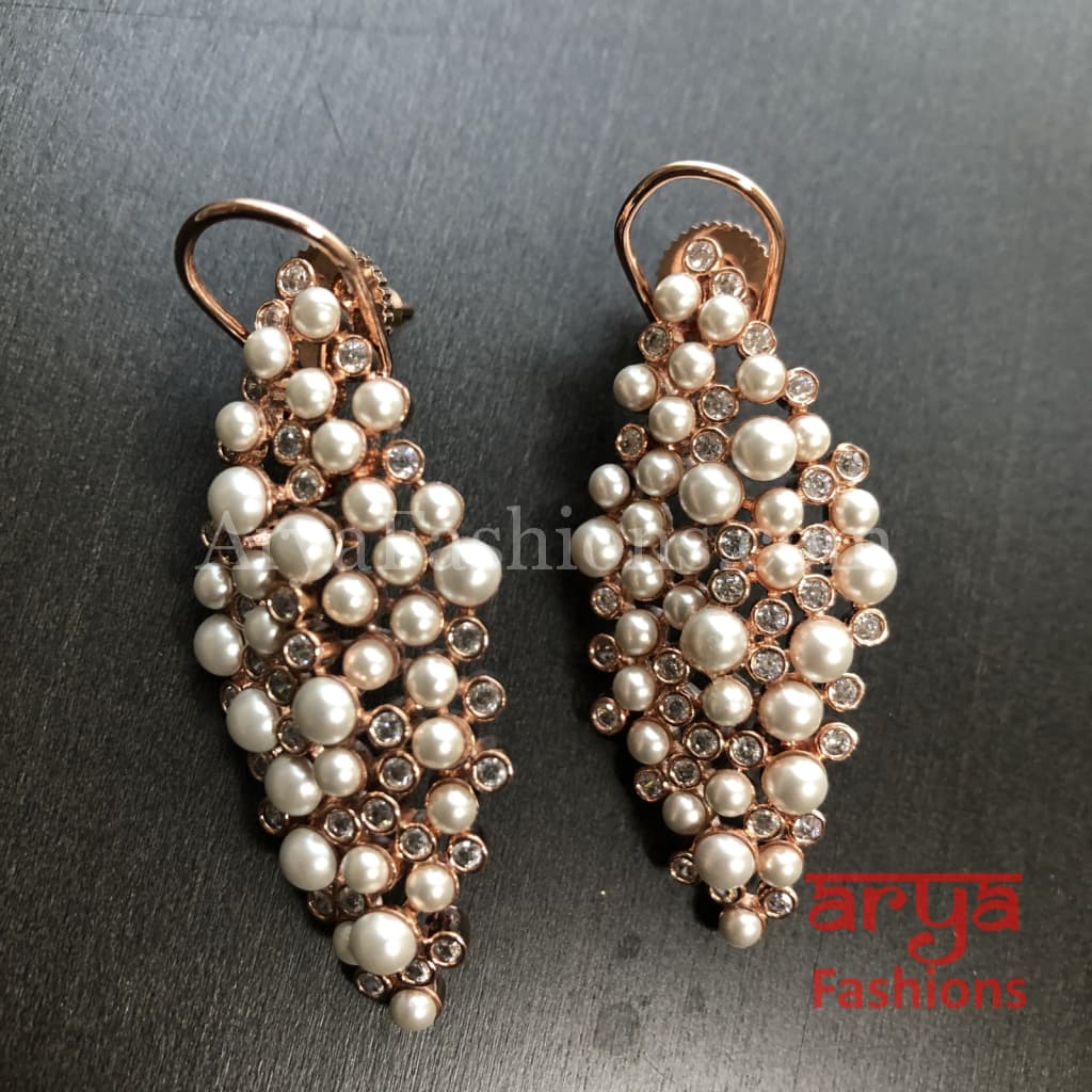 Numi Small Pearl Beads Cubic Zirconia Earrings