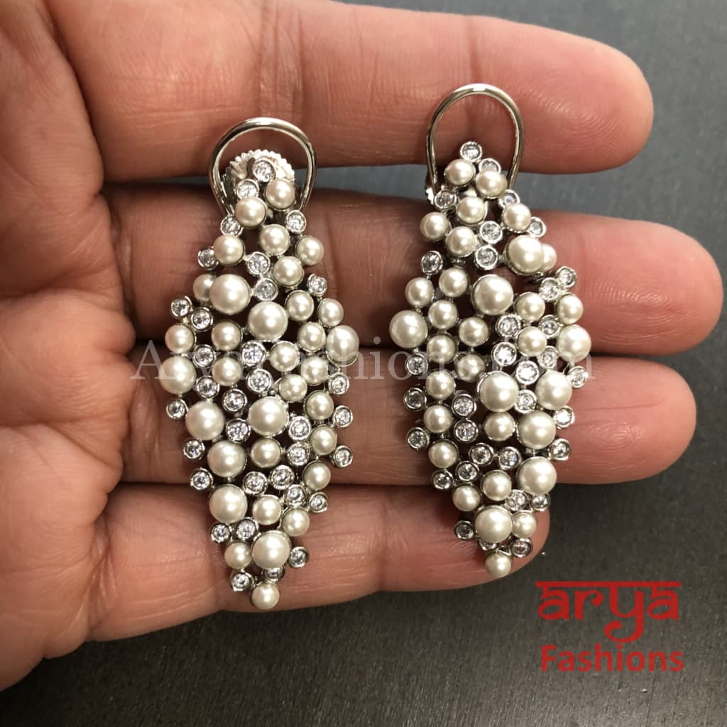 Numi Small Pearl Beads Cubic Zirconia Earrings
