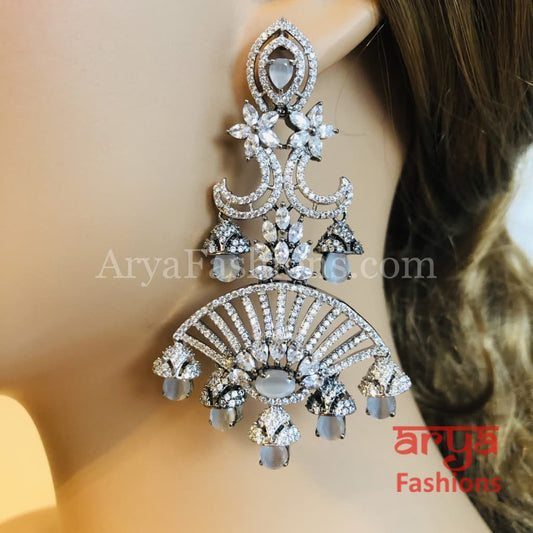 Nuvi Cubic Zirconia Silver and Victorian Party Earrings