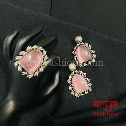 Oxidized Silver Tribal Studs with Ring Combo