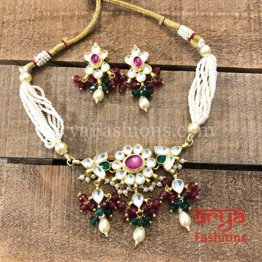 Pacchi Kundan Choker with Multicolor Beads
