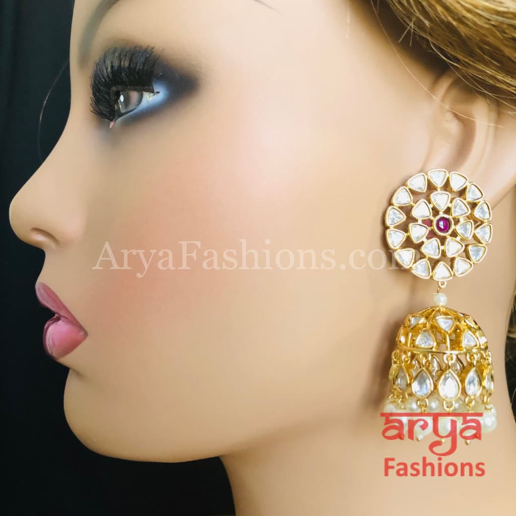 Pacchi Kundan Jhumka Earrings/ Indian Traditional Earrings