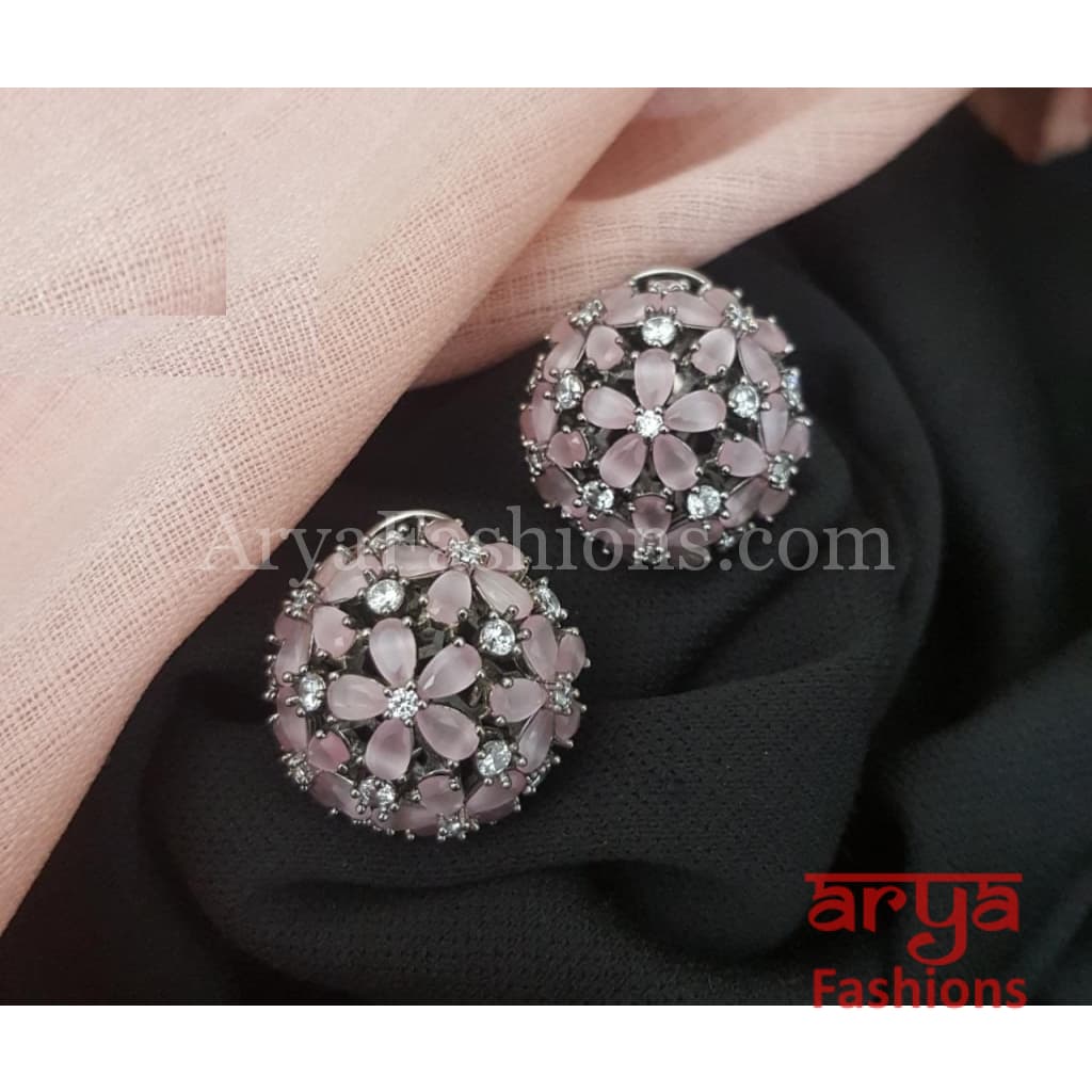 Parita CZ Bulb Studs in Victorian Finish/ Ethnic Stud Earrings