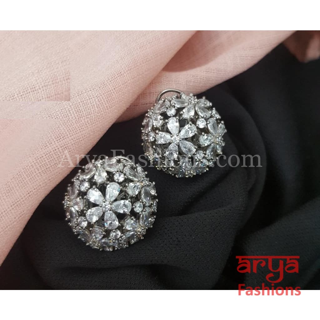 Parita CZ Bulb Studs in Victorian Finish/ Ethnic Stud Earrings