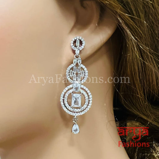 Pink Silver CZ Earrings / Cubic Zirconia earrings/