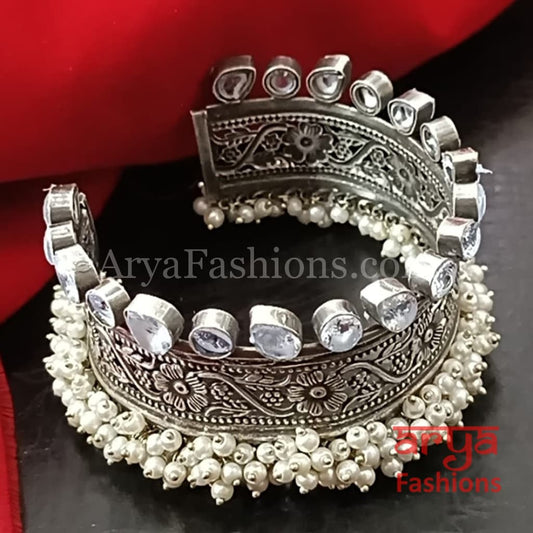 Raima Handcarved Multicolor Stone Cuff Bracelet