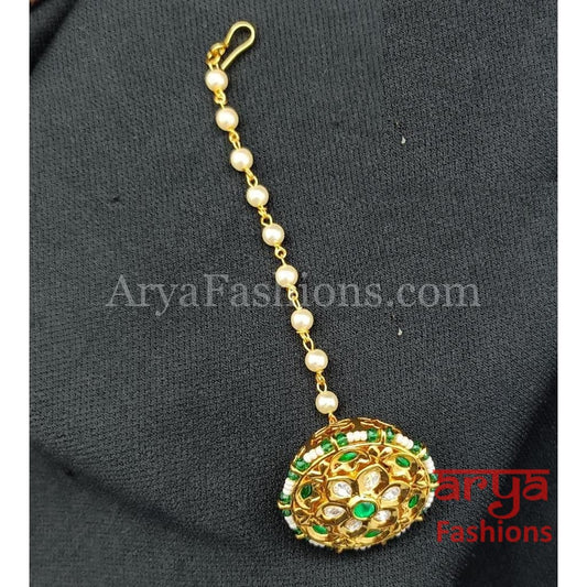 Rajwadi Kundan Borla/ Meenakari Rajputi mangtikka