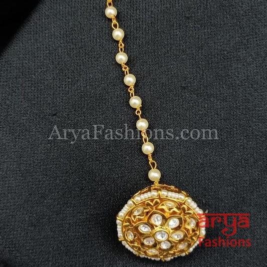 Rajwadi Kundan Borla/ Meenakari Rajputi mangtikka