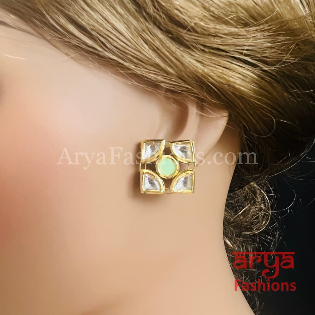 Rajwadi Kundan Meenakari Gold plated Studs