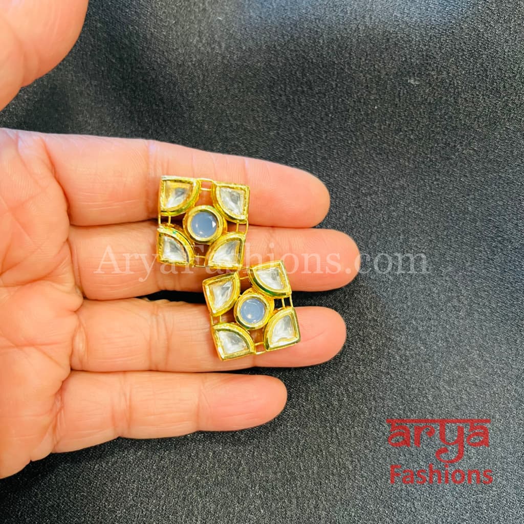 Rajwadi Kundan Meenakari Gold plated Studs