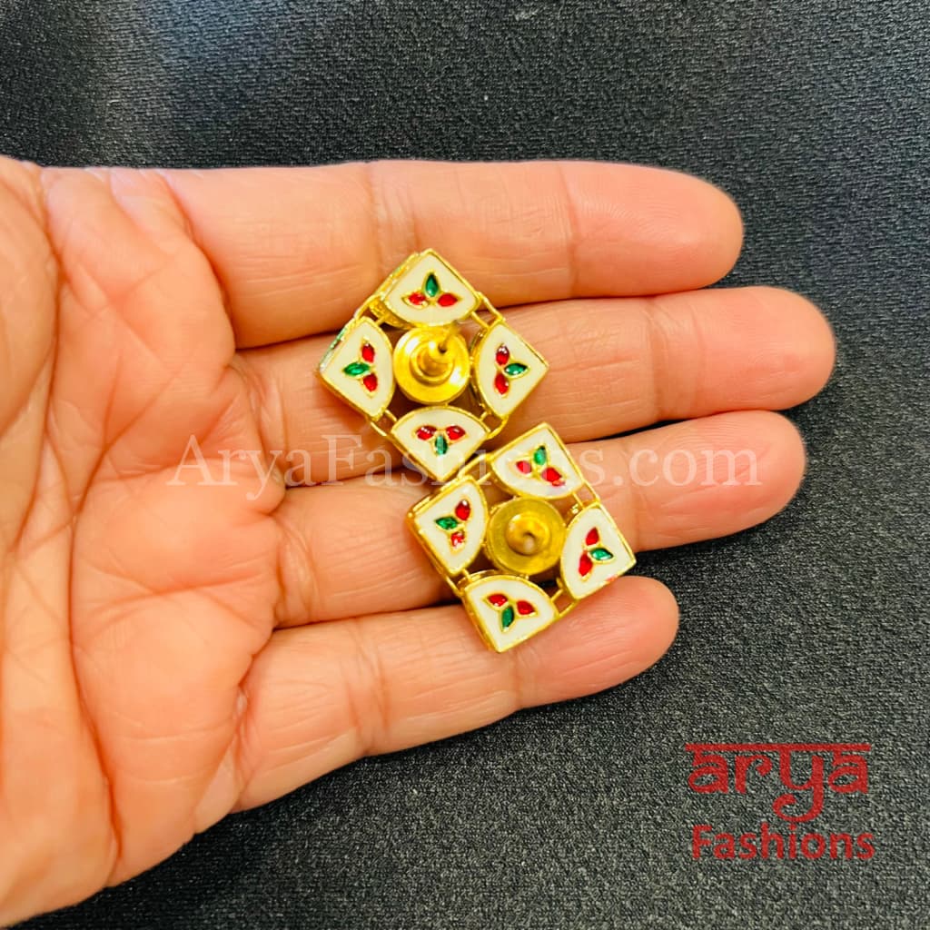 Rajwadi Kundan Meenakari Gold plated Studs