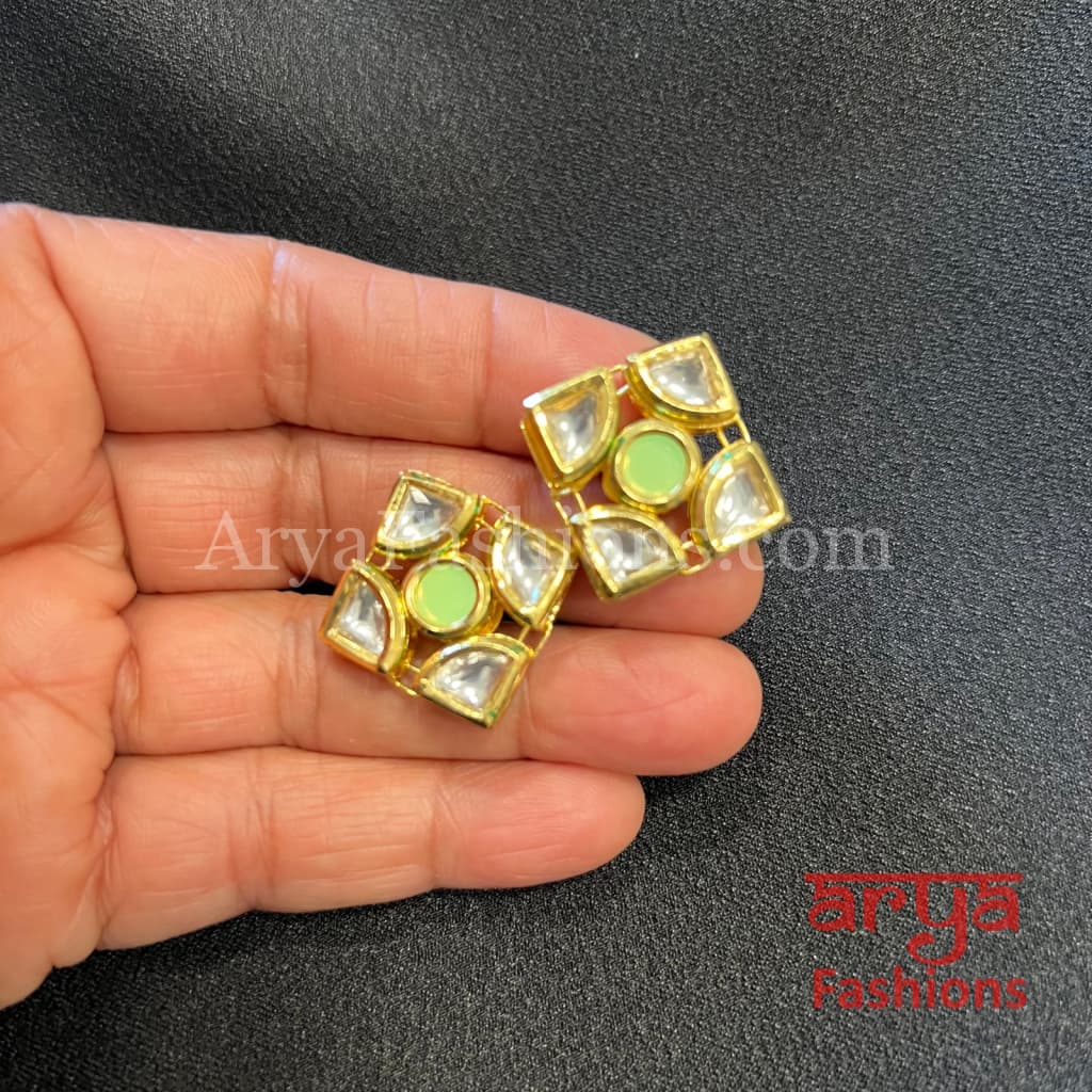 Rajwadi Kundan Meenakari Gold plated Studs