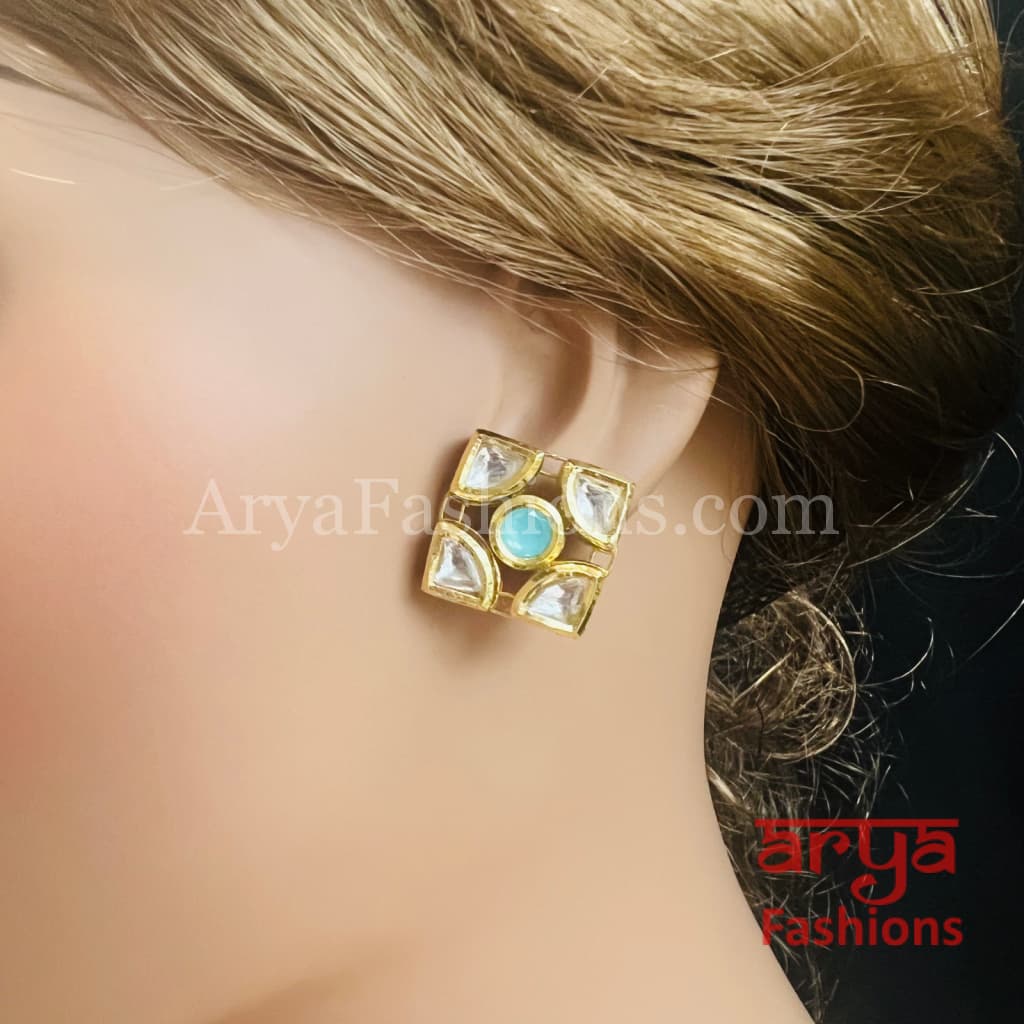 Rajwadi Kundan Meenakari Gold plated Studs