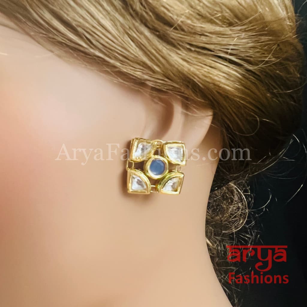 Rajwadi Kundan Meenakari Gold plated Studs