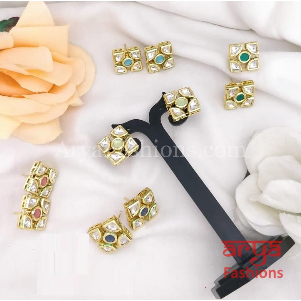 Rajwadi Kundan Meenakari Gold plated Studs