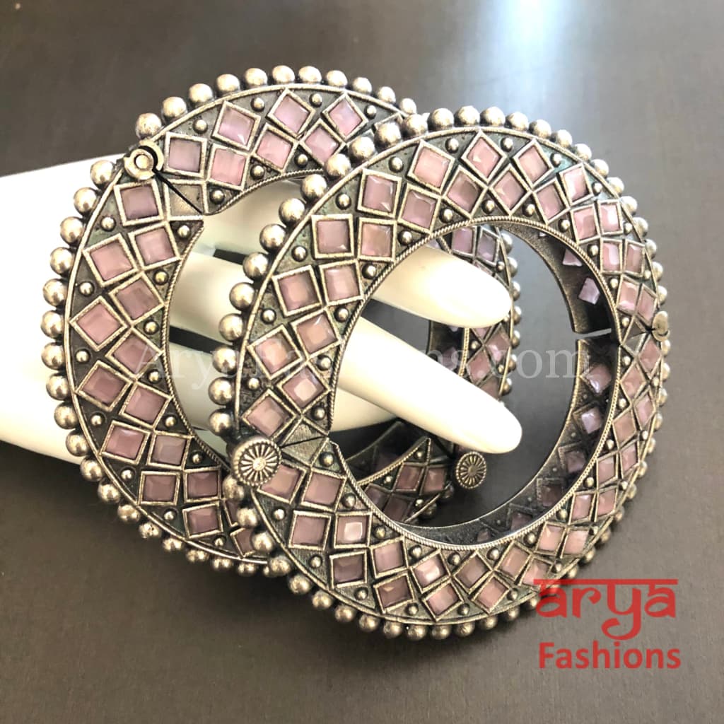Rajwadi Round Silver Oxidized Bracelet/ Ethnic Bracelet /Boho Jewelry/Ethnic