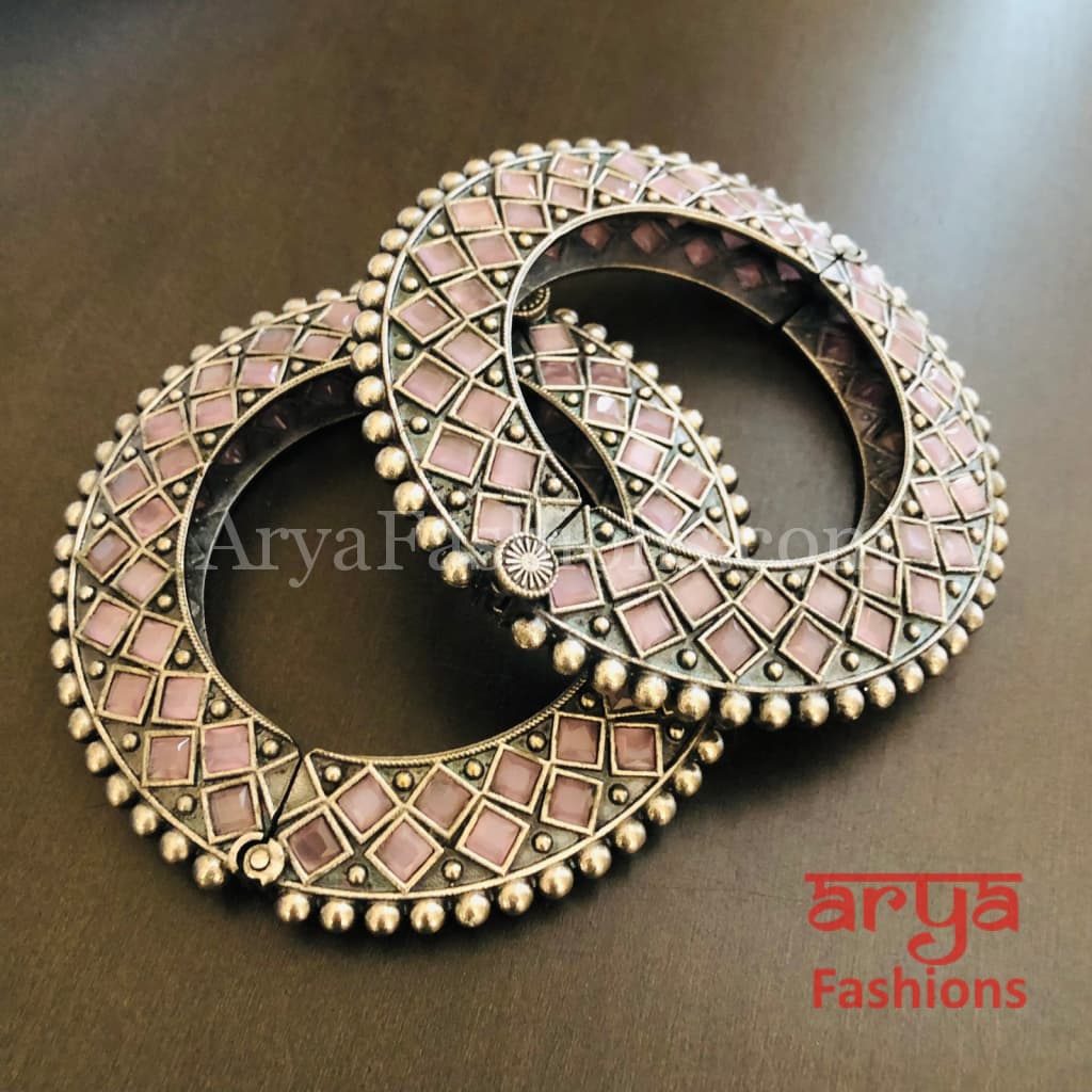 Rajwadi Round Silver Oxidized Bracelet/ Ethnic Bracelet /Boho Jewelry/Ethnic