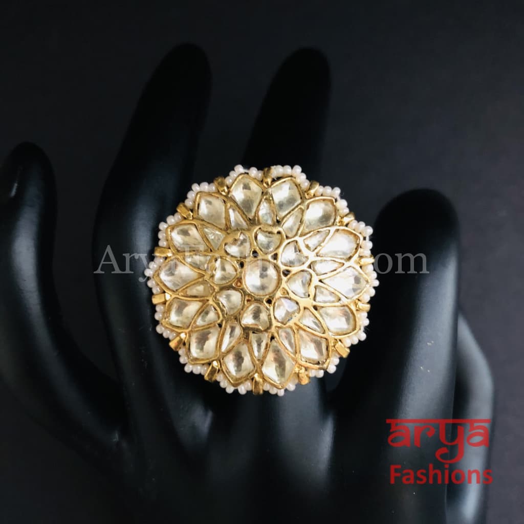 Rajwadi Statement Ring/ Kundan Jadau Bridal Bollywood Ring