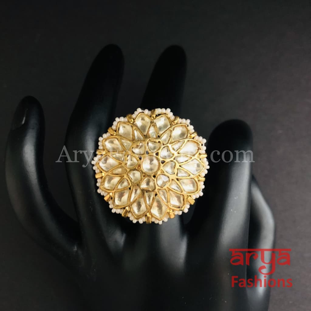 Rajwadi Statement Ring/ Kundan Jadau Bridal Bollywood Ring