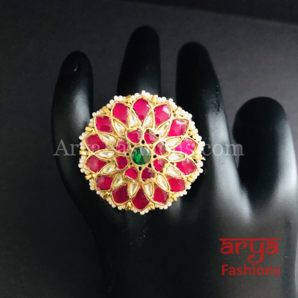 Rajwadi Statement Ring/ Kundan Jadau Bridal Bollywood Ring