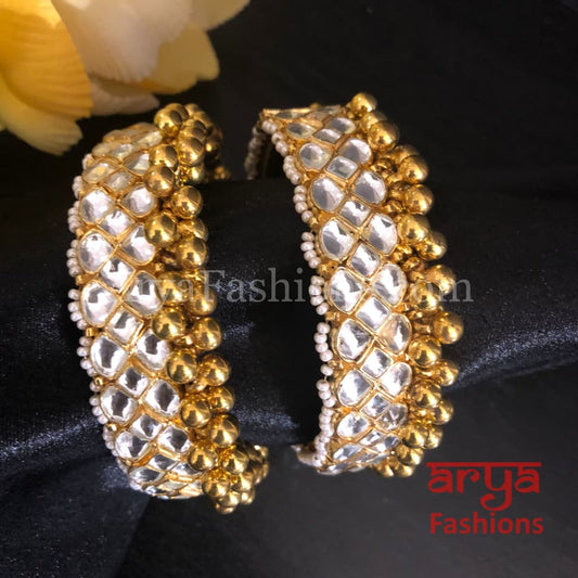 Rania Golden Beads Rajwadi Openable Kada Bridal Bangles