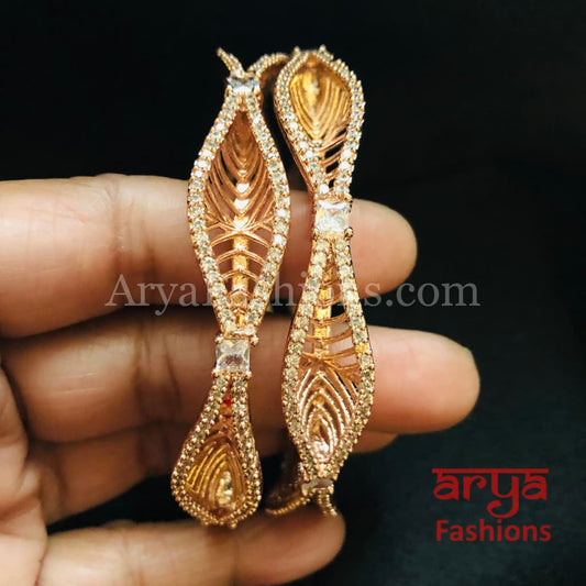 Rinisha Rose Gold Cubic Zirconia Statement Bangles