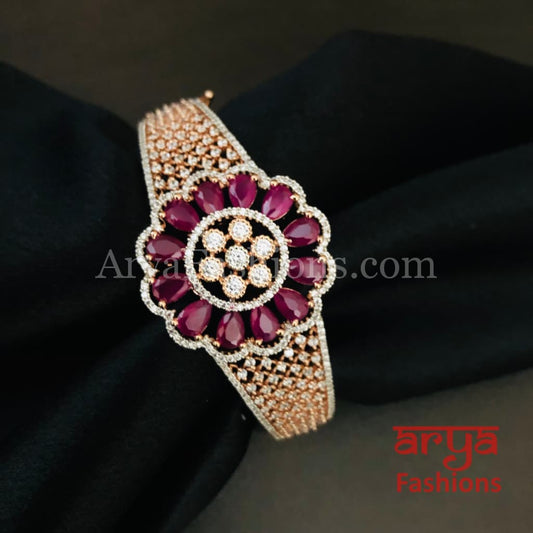 Rinisha Rose Gold CZ Cocktail 2.6 Bracelet with Cubic Zirconia Stones