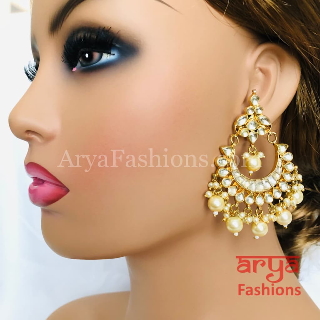 Rohini Golden Kundan Pearl Chandbali