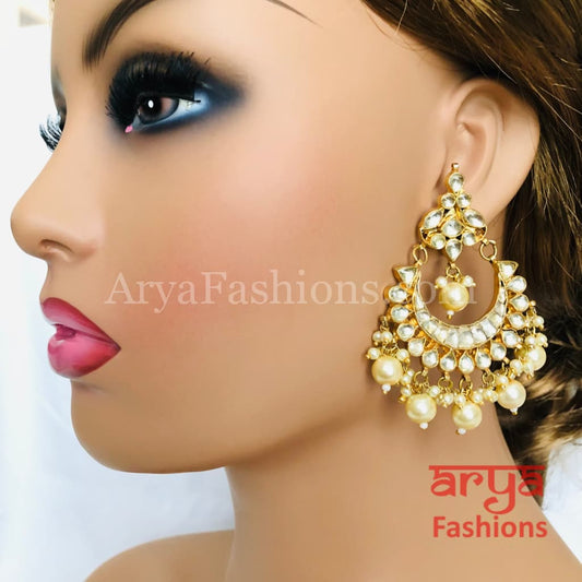 Rohini Golden Kundan Pearl Chandbali