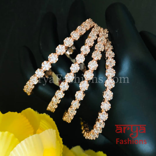Rose Gold CZ Bangles Set of 4 Flower