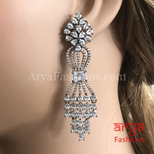 Rose Gold Silver Cubic Zirconia Party earrings