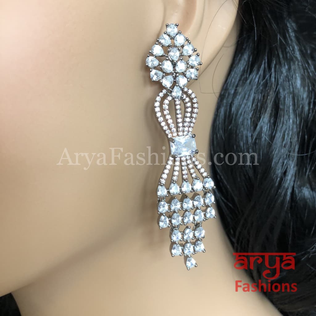 Rose Gold Silver Cubic Zirconia Party earrings