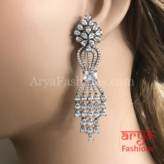 Rose Gold Silver Cubic Zirconia Party earrings