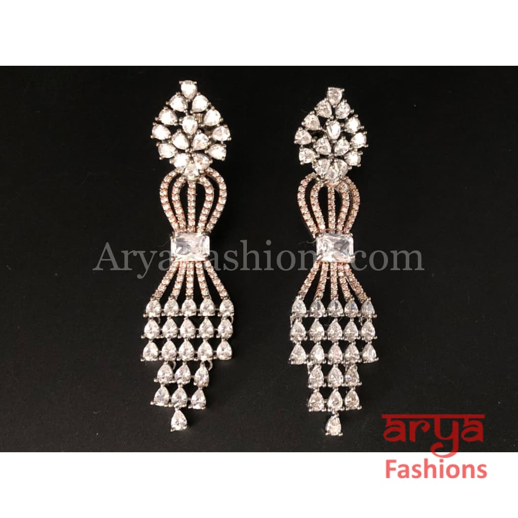 Rose Gold Silver Cubic Zirconia Party earrings