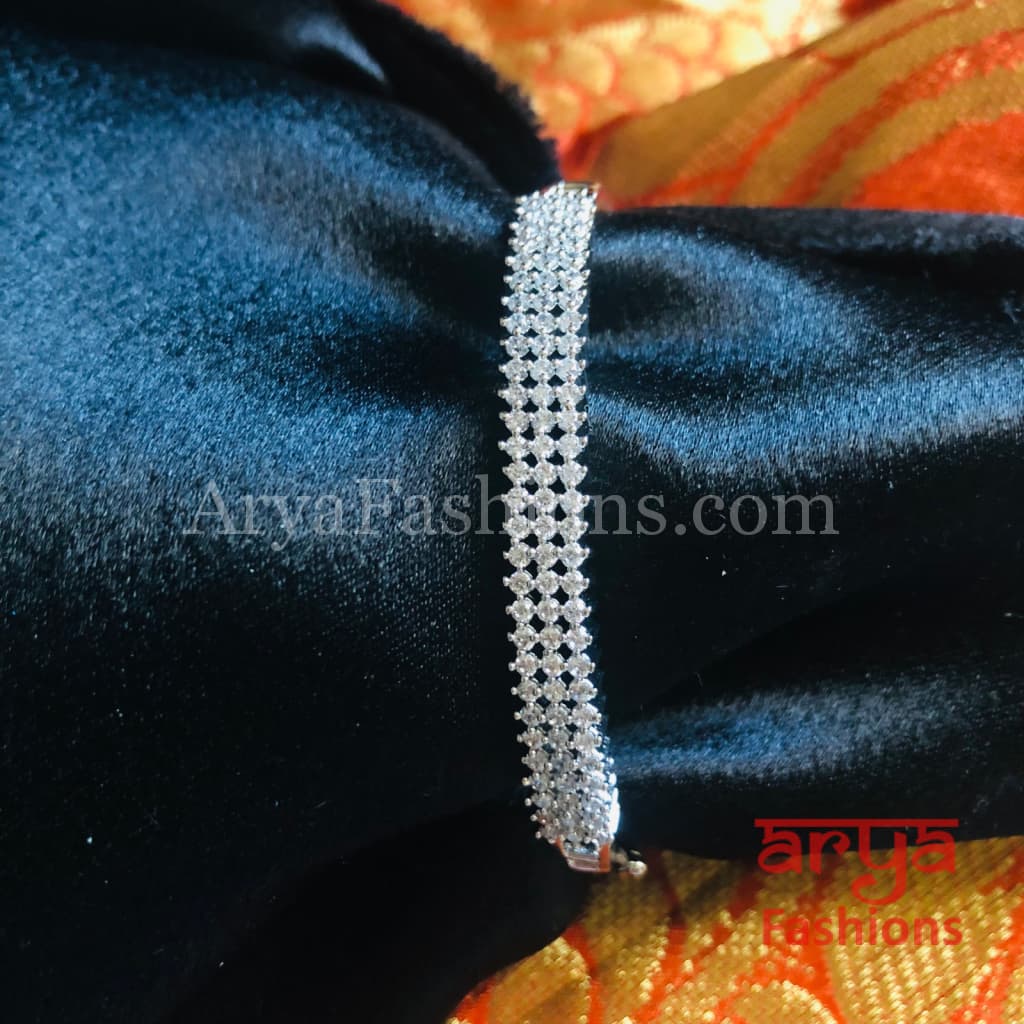 Rubia Silver CZ Band Bracelet/ Crystal Party Bracelet