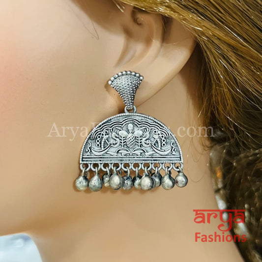 Rubina Silver Oxidized Chandbali